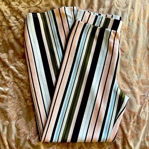 Striped elastic waist pants